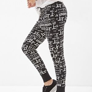 Forever 21 Black and White Tokyo Joggers